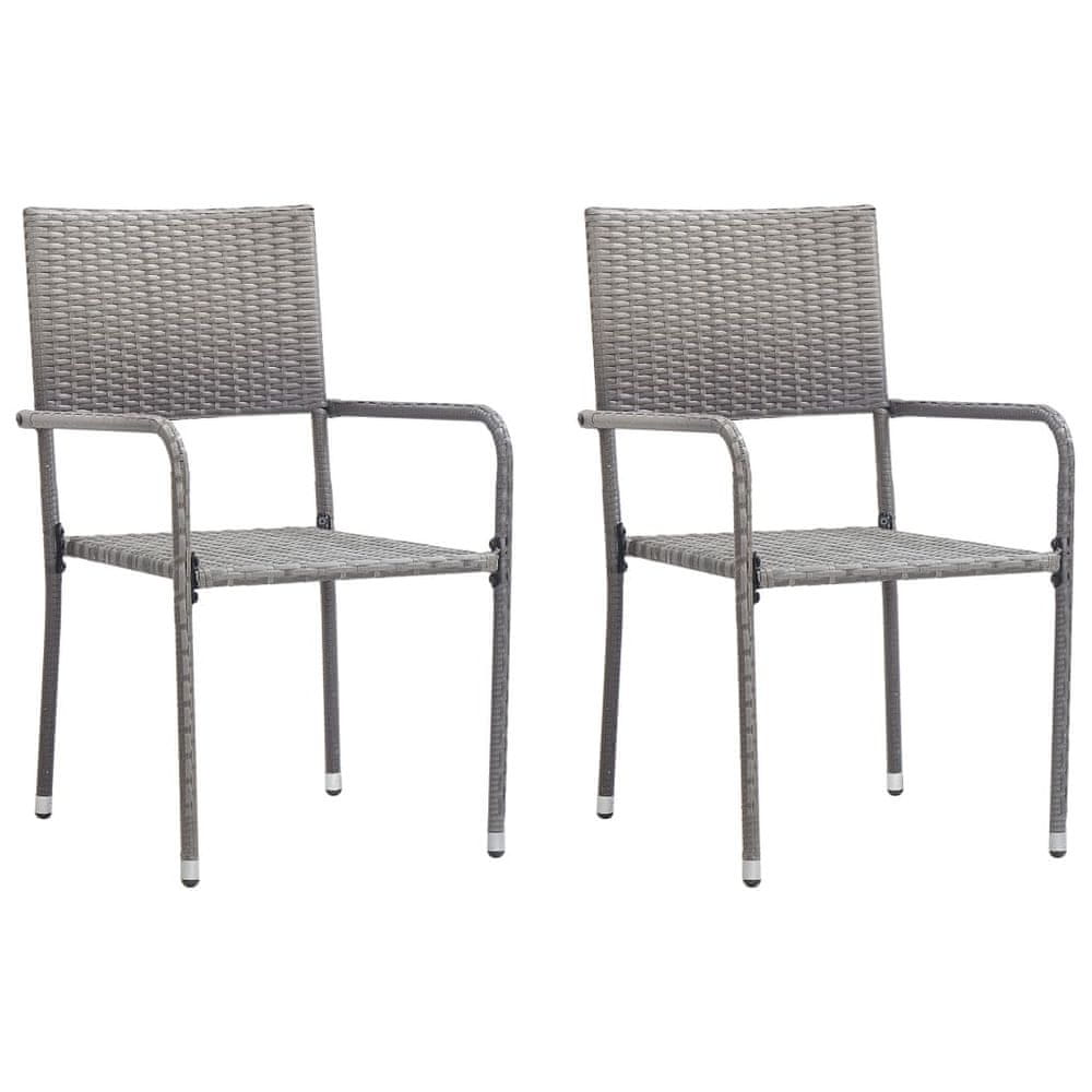 Vidaxl Vonkajšie jedálenské stoličky 2 ks, sivé, polyratan
